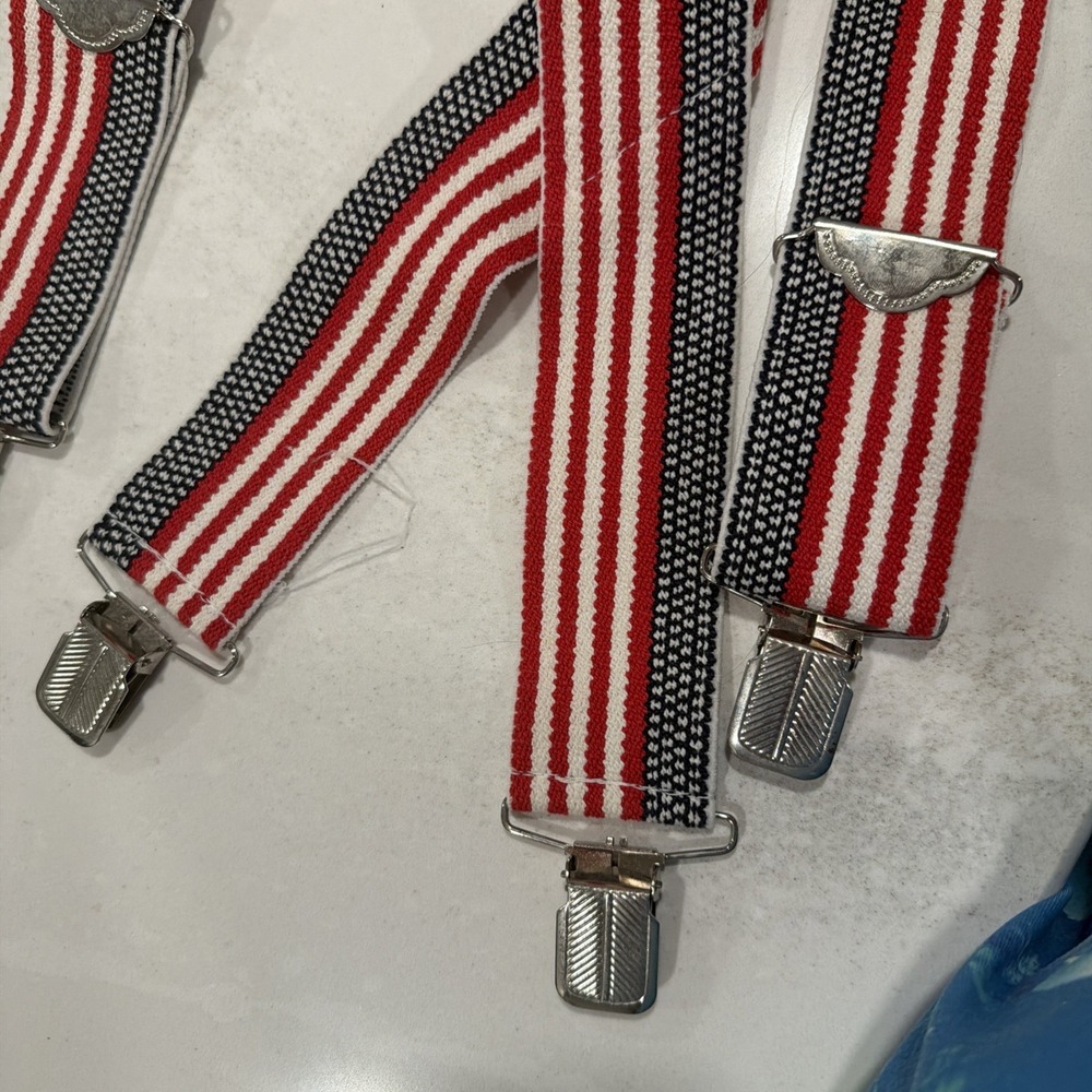 Men's Vintage Suspenders Red White Blue American Flag Style EXCELLENT! - Picture 4 of 5